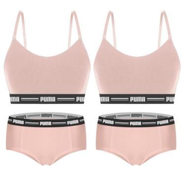 Imagem de Kit Puma 2 Tops Modal Stretch + 2 Calcinhas Mini Boxer Feminino, Nude,