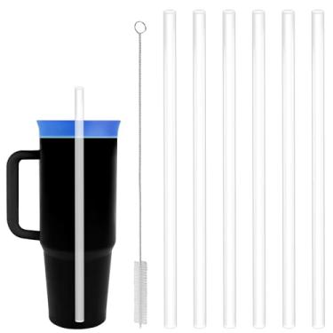 Imagem de Canudos de substituição de 6 peças para copo Owala de 1,134 g, canudo de plástico reutilizável de 11,8 polegadas de comprimento com acessórios de escova de limpeza para garrafas de água Owala de 1,134