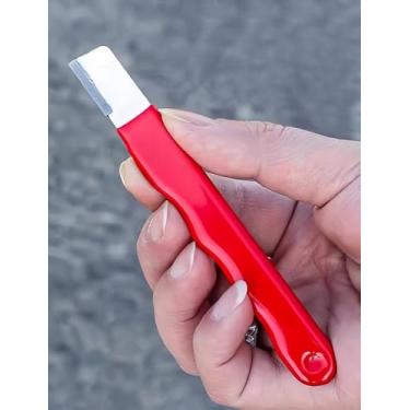 Imagem de 2 peças de amolador profissional de facas de cerâmica de diamante de tungstênio – pedra de amolar de cozinha para várias lâminas, ferramenta de afiar tesoura de jardim, vermelho