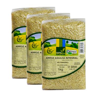 Imagem de Kit 3X: Arroz Agulha Integral Orgânico Coopernatural 1kg