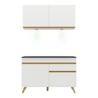 Imagem de Cozinha Compacta 2 Peças c/Leds Veneza Up Multimóveis Branca