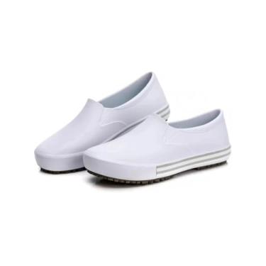 Imagem de Tênis Antiderrapante BB80 Sapato de Segurança Eva Profissional Hospital Restaurante Cozinha Industrial Unissex Branco Listras Cinza (BRANCO COM CINZA, BR, Adulto, Numérico, 39)