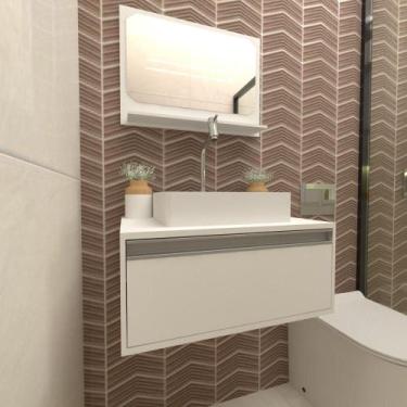 Imagem de Gabinete Para Banheiro Real 60 Branco C/Cuba + Espelho S/c - GABINETTO