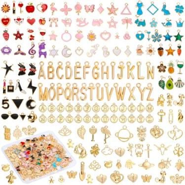 Imagem de Modacraft 3 tipos, 172 peças de pingentes para fabricação de joias com anéis de salto, amuleto de letra KC esmaltado a granel para colar faça você mesmo, pulseira, brinco, suprimentos de artesanato