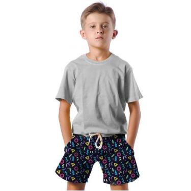 Imagem de Shorts Infantil Bermuda Calção Praia Verão Formas Cartoon Colorido 303