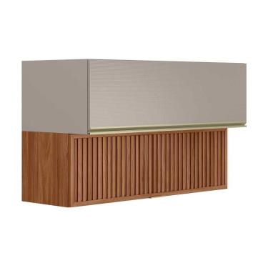 Imagem de Armário Aéreo P- Cozinha Proença C- 2 Portas Basculante (1 Ripada) 120cm Nogueira Touch-nude Prime - Demóbile