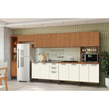 Imagem de Cozinha Completa Linna 8 Peças (3aéreos+2balcões+2paneleiros+1complemento) C8p87 Canela-off White - Kappesberg
