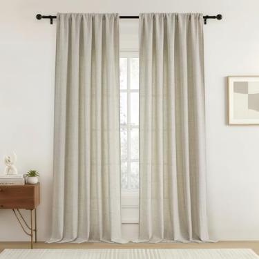 Imagem de OVZME Cortinas extra largas de 300 cm de comprimento, 2 painéis, cortinas texturizadas com filtro de luz extralongas para sala de estar, porta de vidro deslizante, cortinas leves para varão, cor de