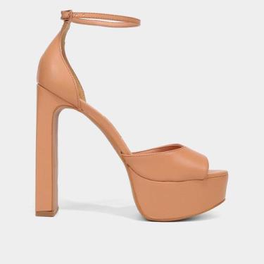 Imagem de Sandália Meia Pata Couro Santa Lolla Salto Grosso Pelica Feminina, Mar