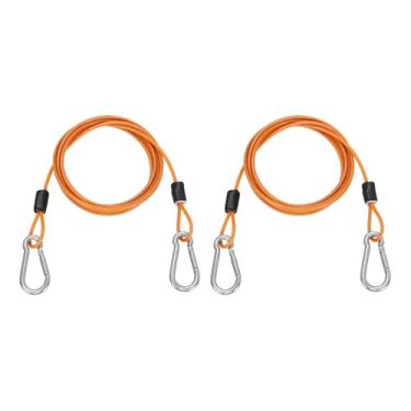 Imagem de PATIKIL Cabo de aço de segurança de 1,5 m (150,1 cm) com gancho de pressão, 2 peças de corda de fio flexível de laço duplo revestido de PVC, corrente de segurança para bagagem de viagem ao ar livre