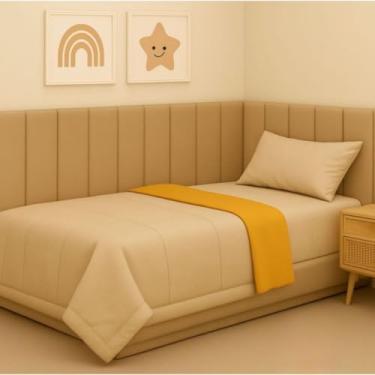 Imagem de Conjunto de cabeceira estofada em formato de L, adequado para camas de solteiro, casal, king e queen(BEGE ESCURO,18 CABECEIRAS)