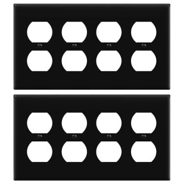 Imagem de ENERLITES Placa de parede de receptáculo quádruplo duplex, capa de tomada elétrica para quatro grupos, tamanho padrão de 4 gangs, 11,4 x 20,8 cm, termoplástico de policarbonato inquebrável, listado na