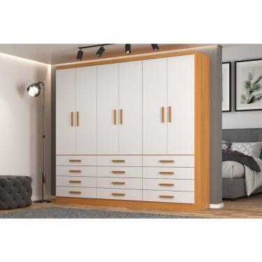 Imagem de Guarda Roupas New Mônaco 6 Portas E 12 Gavetas - Branco / Cinnamomo Branco / Cinnamomo