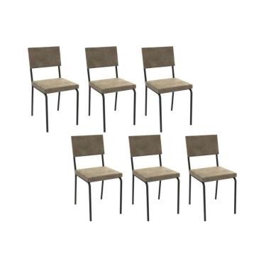 Imagem de Cadeira Sala De Jantar Zaria 2c128 Kit 6 Un Preto Fosco-bege A036 Suede Suede - Kappesberg