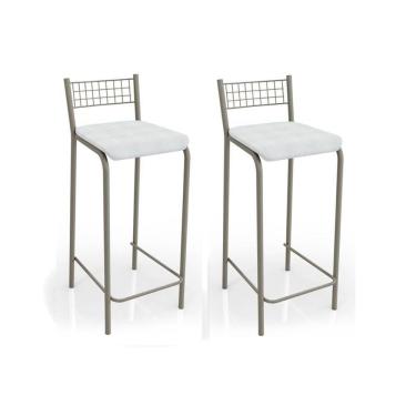 Imagem de Kit 2 Banquetas Sala Jantar Gênova 2b705cr 2 Un Níquel/courano Branco - Kappesberg