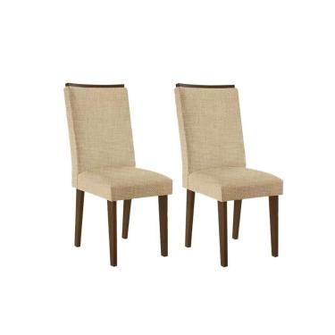 Imagem de Cadeira Sala de Jantar Lunara Madeira Kit 2 Un Capuccino/Linho Turim - Rufato
