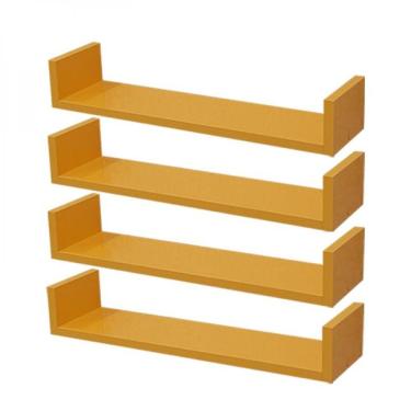 Imagem de Kit 4 Prateleiras U 60 X 15cm Amarela Suporte Invisível