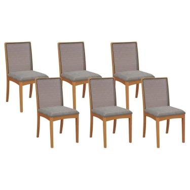Imagem de Kit 6 Cadeiras Sala Jantar Lara 6 Un Carvalho Bouclê Cinza Tela Grafite