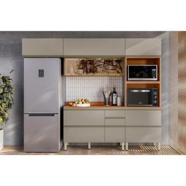 Imagem de Cozinha Completa Proença 4 Peças (2aéreos+1balcão+1torrequente) C4p200 Nogueira Touch-nude Prime - Demóbile