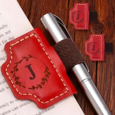 Imagem de 2 peças de marcadores magnéticos com suporte de caneta – Letras iniciais personalizadas para leitura feminina, acessórios de clipe de livro vintage, presente para amantes de livros, leitores, homens