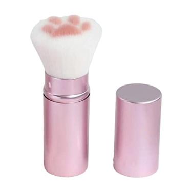 Imagem de barenx Pincel de maquiagem de pata de gato, pincel cosmético, pincel de pó, para maquiagem de contorno de sombras em pó facial - rosa retrátil