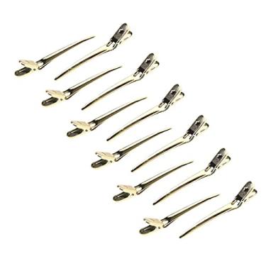 Imagem de barenx 12 peças de grampos de corte de cabelo bico de pato grampo de cabeleireiro de salão - 8,5 cm, ouro