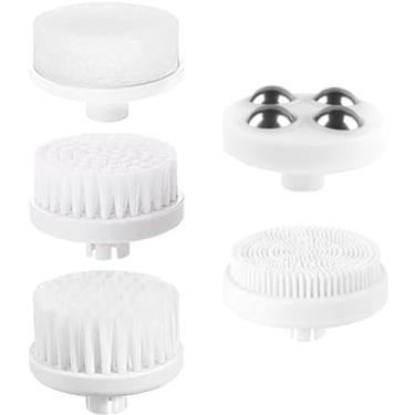 Imagem de Esfoliante Facial | Escova de Limpeza Facial Esfoliante Cuidados com a Pele Produtos de Beleza Elétrica Lavagem Esfoliante Skincare Feminino Escova Giratória Ferramentas de Limpeza (5 Cabeças Extras)