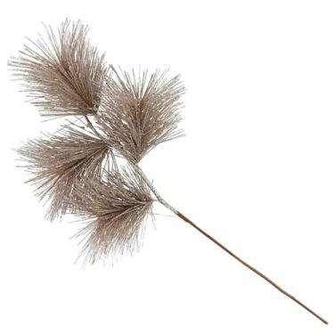 Imagem de 47th & Main Galho de pinheiro artificial com hastes de folhagem perene, enchimentos de vaso para centro de mesa de casamento de Natal, decoração de casa, 70 cm de comprimento, brilho dourado