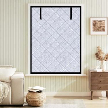 Imagem de Cortina de janela isolada de inverno 60 cm x 99 cm, capa de janela com isolamento térmico de tecido Oxford com fivelas, kit de isolamento de janela resistente para janelas de até 57,4 cm x 96,5 cm