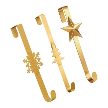 Imagem de Ｂｅｓｇａ Conjunto de 3 Ganchos Decorativos de Metal para Guirlanda de Porta de Entrada, Fáceis de Instalar, Ideais para a Páscoa em Casa, Ouro