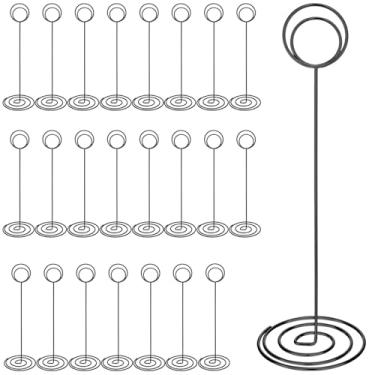 Imagem de 24 porta-fotos de arame de 22,5 cm, porta-números de mesa, porta-cartões, menu, memorando, pequeno número de mesa, suportes para fotos para decoração central, recepção de casamento, festa de