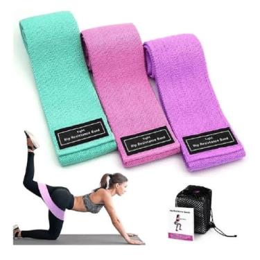 Imagem de Kit 3 Faixas Elásticas Para Treino de Musculação, Pilates, Yoga, Funcional, Crossfit, Fisioterapia- 3 Níveis de Resistência Tecido Antiderrapante e Confortável