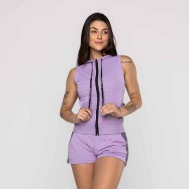 Imagem de Colete Curto Feminino Zíper Capuz e Bolso Poliamida-Feminino