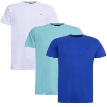Imagem de Kit 3 Camisetas Básicas em Algodão Premium no Estilo Tommy Bordado França Branco Royal Bebê-Masculino