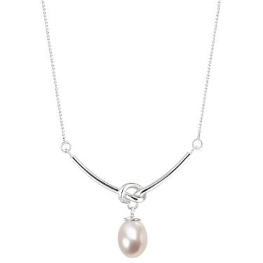 Imagem de Colar feminino de prata esterlina 925 com gargantilha, pingente de água doce, joia elegante para escritório, festa, casamento, encontro