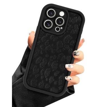 Imagem de Aitipy Capa de telefone Cheetah para iPhone 15 Pro Max, linda e estética com estampa de leopardo, capa protetora fina de silicone macio à prova de choque para mulheres e meninas - preta