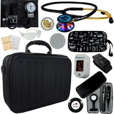 Imagem de Kit Enfermagem Aparelho De Pressao Estetoscopio Duplo Bic COMPLETO, ET