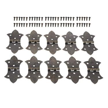Imagem de 10 pcs 57 * 31mm Antique Bronze/Flor De Ouro Dobradiça Móveis Hardware 6 Buracos De Ferro Dobradiça Gaveta De Porta De Porta De Porta Dobradiça Com Parafusos YYDFPIIA (Color : Color A)
