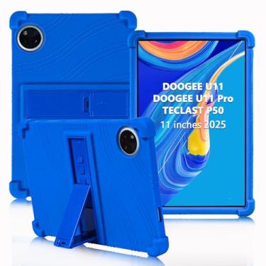 Imagem de ATOOZ Capa para DOOGEE U11 de 11 polegadas, capa infantil de silicone macio para tablet DOOGEE U11 Pro 2025/Teclast P50 com suporte (azul)