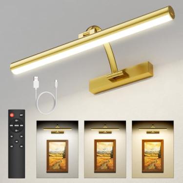 Imagem de KEILAIMO Luzes de parede para parede, luz de arte recarregável de 42 cm com controle remoto e temporizador, luzes de pôster operadas por bateria de 5200 mAh, 3 modos de cor e 3 níveis de brilho para