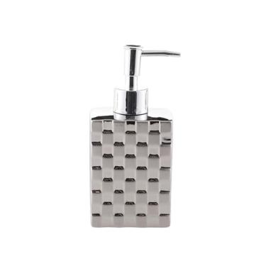 Imagem de Dispensador de sabão Dispensador de sabonete líquido para cozinha e banheiro, em cerâmica prateada galvanizada, recarregável, perfeito para decoração bancadas
