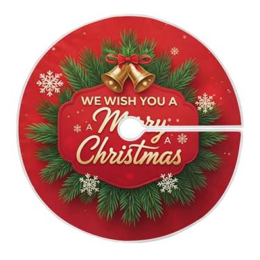 Imagem de SEHANY Saia para árvore de Natal, 122 cm, sinos de Natal, árvore vermelha, decoração de árvore de Natal, tapetes para decoração de festa de Natal em casa