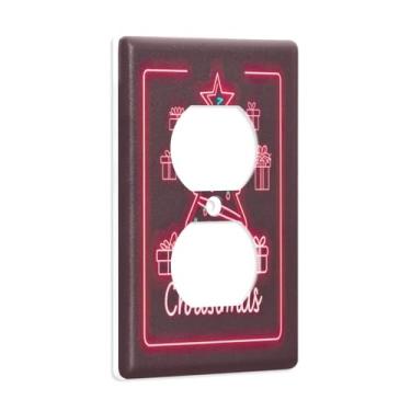 Imagem de Blueangle Placa de parede de tomada dupla para árvore de Natal, tamanho padrão, placas de cobertura de tomada elétrica de 1 gangue para decoração de quarto de escritório em casa, 4,53 x 2,76 polegadas