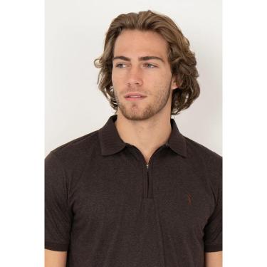 Imagem de Camisa Polo Aleatory com Zíper Mônaco Marrom-Masculino