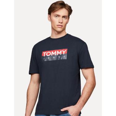 Imagem de Camiseta Tommy Jeans Masculina Regular Entire Logo Azul Marinho-Masculino