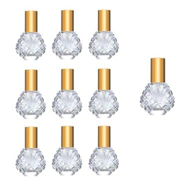 Imagem de 10 peças de atomizador de perfume de vidro dourado de 15 ml, frasco pequeno vazio de spray de perfume recarregável para homens e mulheres, frasco de perfume portátil com névoa fina para viagem (ouro