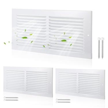 Imagem de Fiwochic Pacote com 3 capas de ventilação de teto de 35 x 15 cm para casa registro de ar de retorno de aço resistente aberturas de duto bidirecional HVAC grade plana ajustável para parede escritório