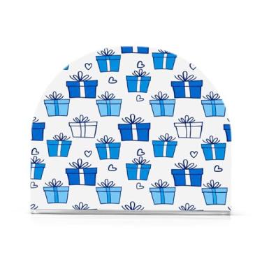 Imagem de Wassud Bold Blue apresenta porta-guardanapos de acrílico, dispensador de guardanapos de papel moderno em forma de U para mesa, cozinha, sala de jantar, bancada 1 peça (comporta 50-60 guardanapos)