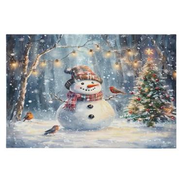 Imagem de CEBUGI Tapete de área 60 x 90 cm, macio, lavável, antiderrapante, com suporte de borracha, fofo, boneco de neve, para sala de estar, quarto, decoração de casa