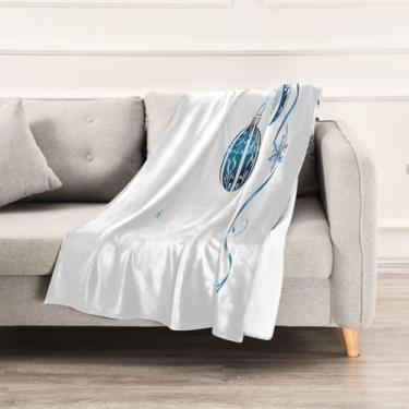Imagem de Wassud Cobertores e mantas de Natal 152 x 228 cm cobertor de bola de Natal para sofá, cobertor quente aconchegante de lã de pelúcia para cama, sofá, cadeira, decoração de casa